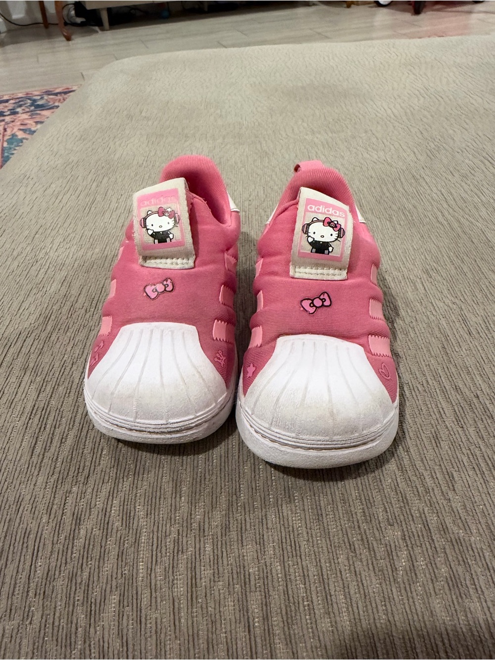 adidas Kids Pink Hello Kitty Slip-On Sneakers with White Shell Toe